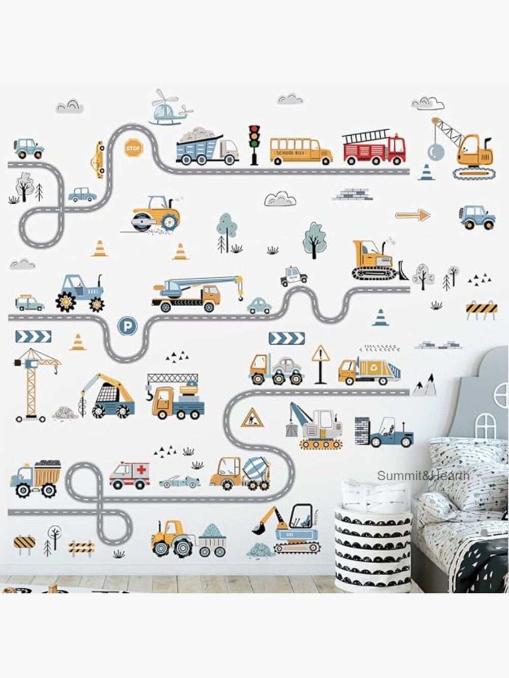 8-Sheet PVC Wall Decals for Boys Bedroom Playroom Nursery Decor